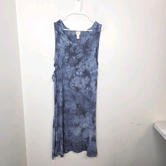 Chico's Dresses & Skirts - Chico's Blue White Stiped Stretchy‎ Sleeveless Cinch Sides Maxi Dress Size Large